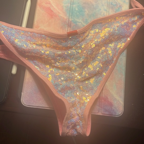 DOLL Swimwear Cotton Candy Sequin Scrunch Side Tie Bikini - Picture 4 of 6